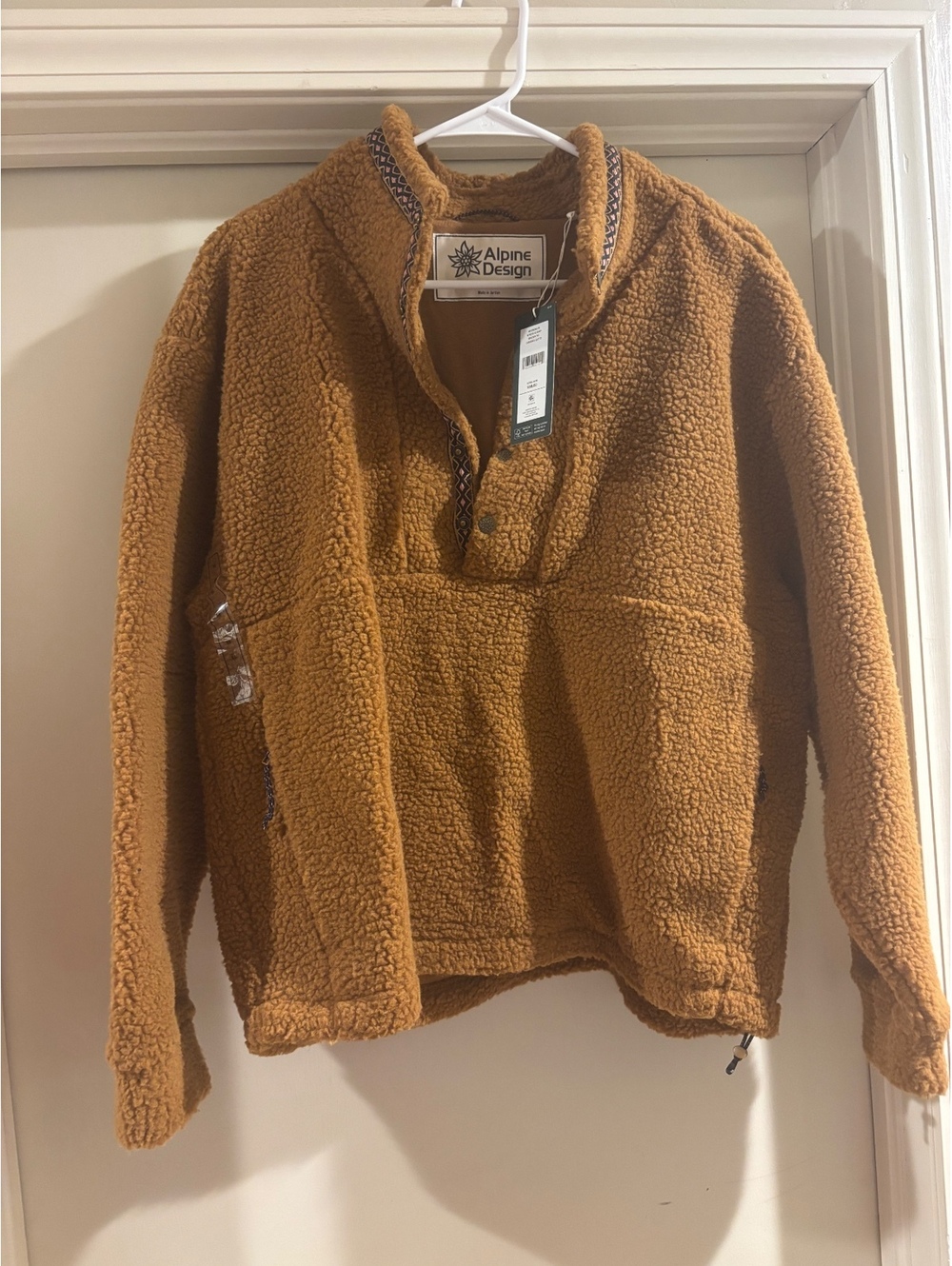 NWT Alpine Design Sherpa Pullover Snap Fleece Caramel Latte Women’s M